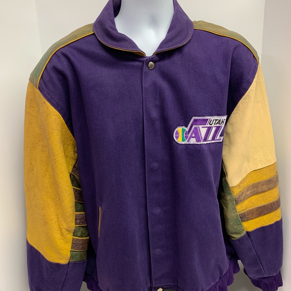 Vintage Rare 1995 Jeff Hamilton Utah Jazz Leather Jacket Size XL
